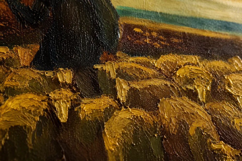 Detail struktury barvy a tahů štětce